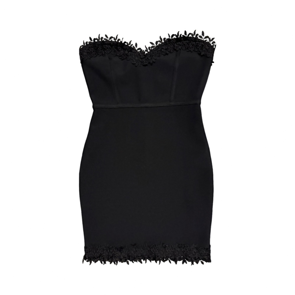 Goth Black Pretty Strapless Dress with zipper - Picture 9 of 10